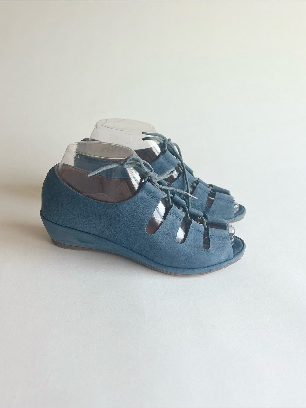 Gentle Souls Vally Lily Blue Leather Open Toe Wedges size 6
